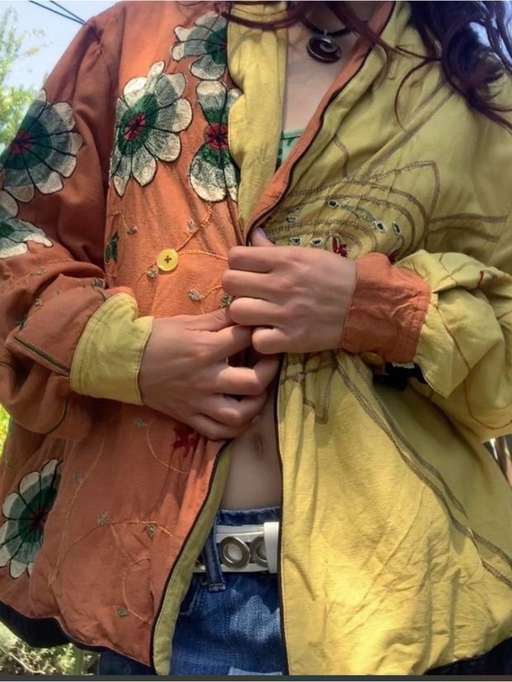 Vintage Brownstone Studio Boho Floral Patchwork Embroidered Jacket